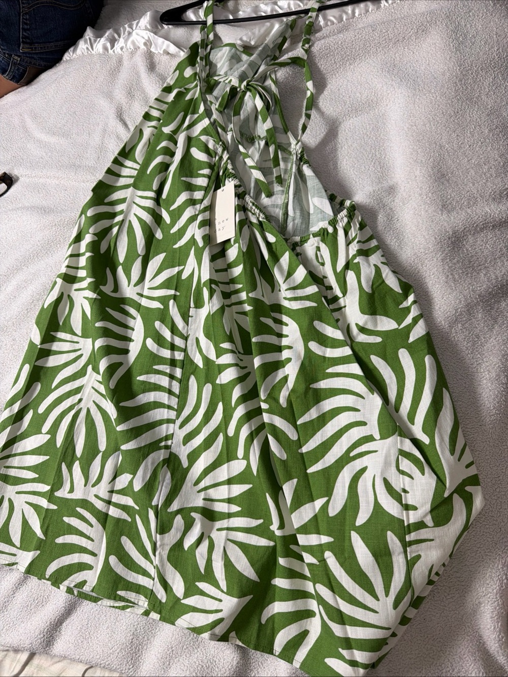 A new day NWT XX L Green and White Leaf Print Slip Dress - Picture 4 of 12